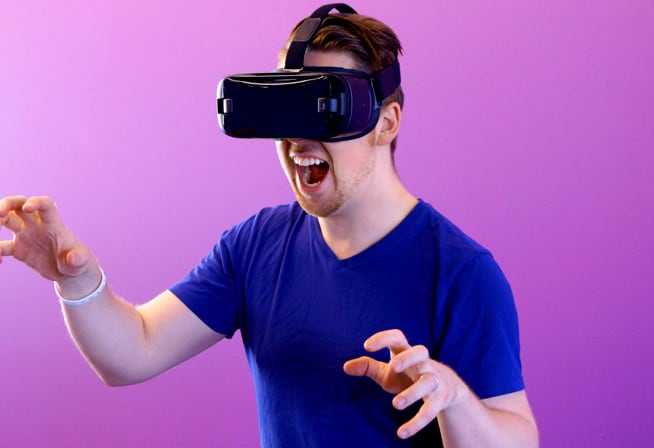 man wearing a vr headset